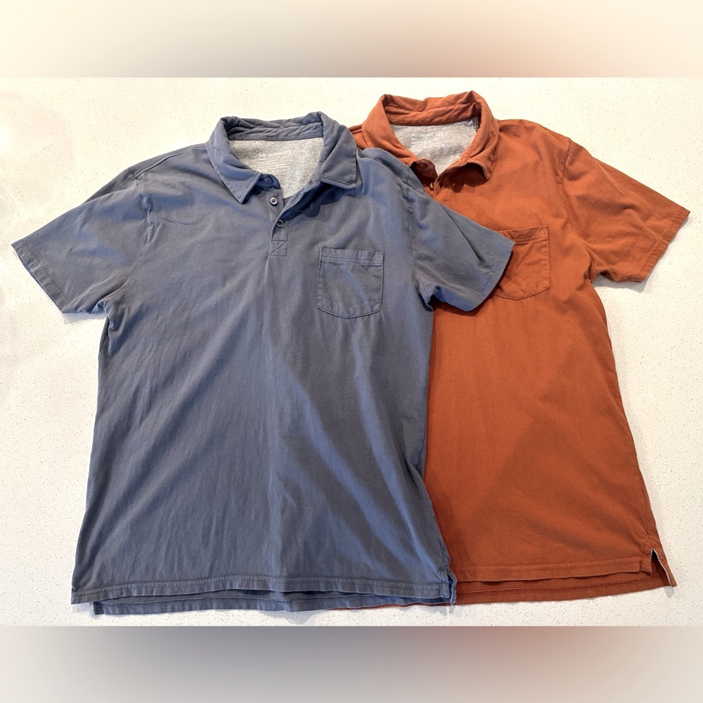 Pact Organic Men’s Polo Shirts size Large - bundle of 2